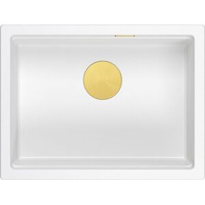 Zlewozmywak GraniteQ LOGAN 100 GraniteQ zlewozmywak snow white 59,5x45,1x21,5 cm 1-komorowy podwieszany z syfonem manualnym złoty 13876905 5905505500589