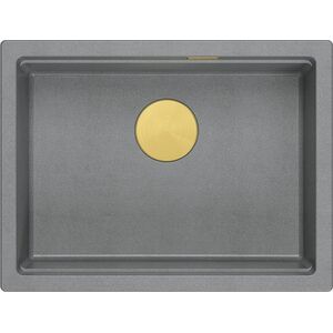 Zlewozmywak GraniteQ LOGAN 100 GraniteQ zlewozmywak silver stone 59,5x45,1x21,5 cm 1-komorowy podwieszany z syfonem manualnym złoty 13876916 5905505500701