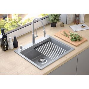 Zlewozmywak Steiner KURT 110 WORKSTATION GraniteQ zlewozmywak granitowy soft taupe 1-komorowy z/o (59,5x50x21,5) z syfonem i dozownik + Qmata + deska 13962332 5905505500374