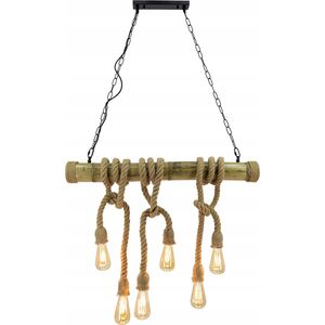 Lampa wisząca Mdeco Elem Haiti 4007/6 BM BL lampa wisząca zwis 6x60W E27 bambus/czarna 13963033 5907737335090
