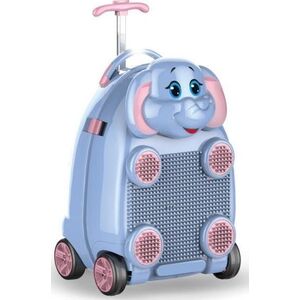 Pulio Walizka podróżna dla dzieci Słoń 3D z panelem do układania klocków + klocki 1091710 13971842 5906079621069