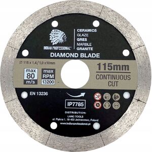 INDIAN PROFESSIONAL TARCZA DIAMENTOWA 115mm x 1,6mm x 22,2mm CONTINUOUS CUT  /INDIAN PROFESSIONAL 14060139 5904844524836