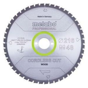 MBG - PIOTR KIŹLIŃSKI METABO PIŁA TARCZOWA HW/CT 216x30x48z    CORDLESS CUT WOOD PROFESSIONAL 14104860 4061792173811