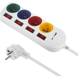 Listwa zasilająca Maclean Listwa zasilająca Maclean, przedłużacz 4 gniazda + USB A / C, z włącznikami, 250VAC/10A, 1.5m, biała, MCE508 W 14143534 5902211135746