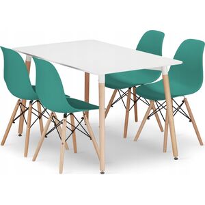 Leobert Zestaw stół prostokątny ADRIA 120x80 biały + 4 krzesła OSAKA zielone 14178389 5903332077045