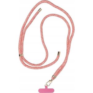 OEM Zawieszka SWING (8mm) do telefonu z regulacją długości / długość sznura 165cm (max 82,5cm w pętli) / na ramię lub szyję - różowo biały 14243439 5903396322075