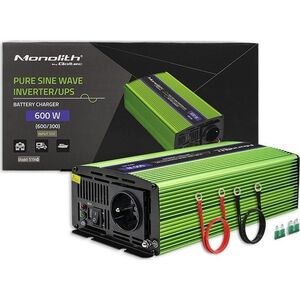 Przetwornica Qoltec Przetwornica napięcia Monolith | ładowanie baterii | UPS | 300W |600W | 12V na 230V | Czysty Sinus