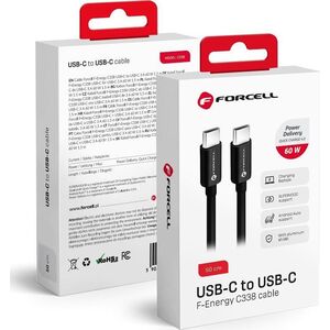 Kabel USB ForCell FORCELL F-ENERGY C338 kabel Typ C do Typ C PD QC4.0 3A 60W 0,5 m czarny 14295177 5903396219634