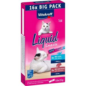 Vitakraft VITAKRAFT Liquid SNACK wątróbka+łosoś - Przysmak dla kota - 16szt