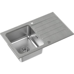 Zlewozmywak Steiner KENNETH 111 Fusion GraniteQ silver stone z komorą stalową (780x480x190) z syfonem manualnym i zaślepką 13953842 5904310995894
