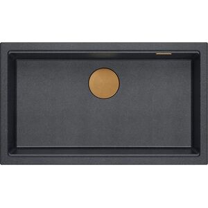Zlewozmywak GraniteQ LOGAN 110 GraniteQ zlewozmywak black diamond 76x44x23,5 cm 1-komorowy podwieszany z syfonem manualnym miedziany 13949821 5905505500213