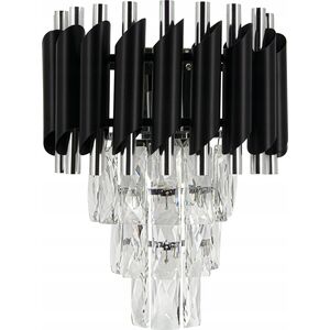 Kinkiet Mdeco Elem Toledo 6260/1 8C BL kinkiet lampa ścienna 1x60W E27 chrom/czarny 14120998 5907737335021