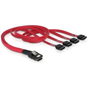 Delock SFF 8087 - SATA x4, 0.5m, Czerwony (83057) 428262 4043619830572