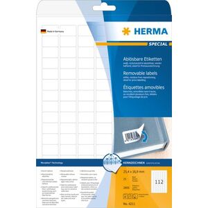 Herma Etykiety odklejalne Movables A4, białe, papier matowy, 2800 szt., zaokrąglone narożniki (4211) 785160 4250440204322