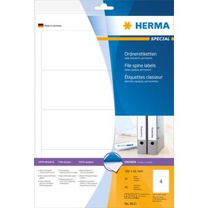 Herma Etykiety Special na segregatory, A4, białe, papier matowy nieprzejrzysty, 40 szt., zaokrąglone narożniki. (8621) 784959 4008705086219
