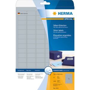 Herma Etykiety foliowe 4110, A4, 30.5 x 16.9 mm, folia srebrna błyszcząca, 2400 szt (4110) 784990 4008705041102