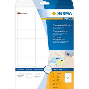 Herma Etykiety foliowe A4, folia przezroczysta matowa, 600 szt (4681) 785389 4008705046817