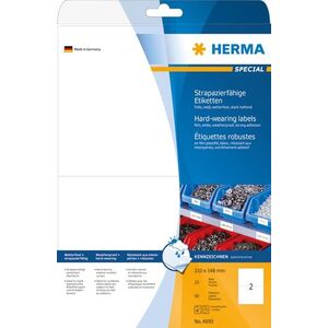 Herma Etykiety foliowe 4693, A4, 210 x 148 mm, folia matowa biała, 25 szt (4693) 785398 4008705046930