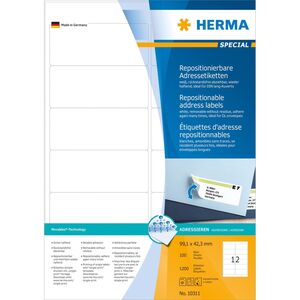 Herma Etykiety adresowe 99.1 x 42.3mm / 1200 sztuk (10311) 788387 4008705103114
