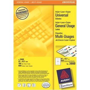 Avery Zweckform Papier do Wydruku Etykiet, 100 arkuszy (3660) 832440 4003630009265