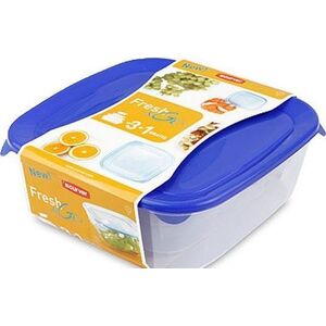 Curver KOMPLET POJEMNIKÓW FRESH&GO 3+1 NIEBIESKI/TRANSPARENTNY 182596 1012579 3253928927028