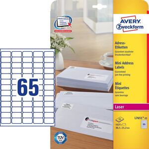 Avery Zweckform Etykiety adresowe na koperty 38.1 x 21.2 mm (L7651-25) 1569255 4004182236512