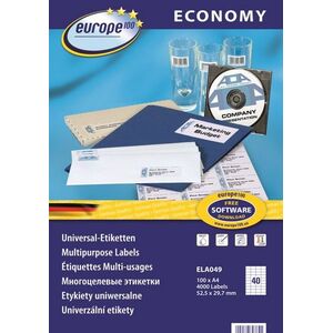 Avery Zweckform Etykieta uniwersalna Economy Europe100 ELA049 rozmiar 52,5 x 29,7 mm 4000 etykie (ELA049) 1679072 4004182303856