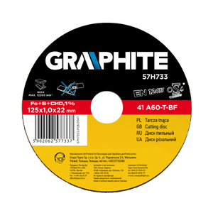 Graphite Tarcza tnąca do metalu 115x1.0x22.2mm 41 A60-T-BF INOX - 57H730 3161977 5902062577306