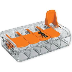 Wago Złączka uniwersalna 5x4mm2 przezroczysto pomarańczowa z dźwigniami (221-415) 3165061 4050821808459