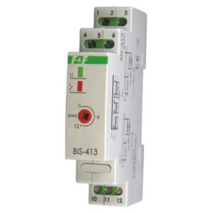 F&F Przekaźnik bistabilny BIS-413I z wyłącznikiem czasowym na szynę DIN on/off 230V 16A InRush160A/20ms styki 1P zaciski śrubowe 1 moduł 3167364 5908312598459