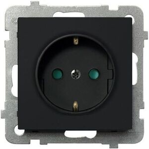 Ospel Gniazdo Sonata pojedyncze schuko z przesłonami czarny metalik (GP-1RSP/m/33) 3313658 5907577446789