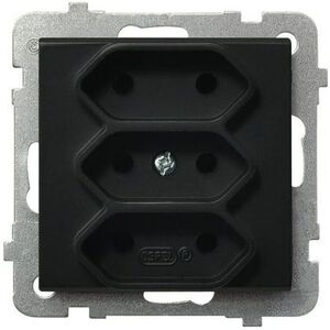 Ospel Gniazdo Sonata potrójne Euro czarny metalik (GP-3R/m/33) 3313758 5907438279655