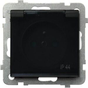 Ospel Gniazdo Sonata bryzgoszczelne z uziemieniem przesłonami klapka dymna czarny metalik (GPH-1RZP/m/33/d) 3313793 5907577446314