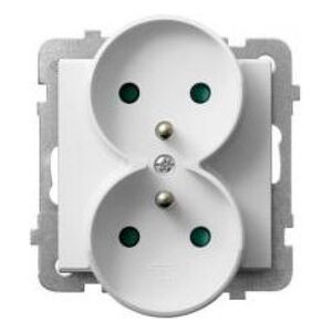 Ospel Gniazdo podwójne Sonata z/u 16A IP20 z przesłonami białe (GP-2RRZP/m/00) 3320190 5907577445485