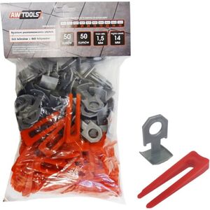 AWTools System do poziomowania płytek 7-14mm kliny 50szt.+ klips 50szt. (AW30363) 3323988 5902198745990