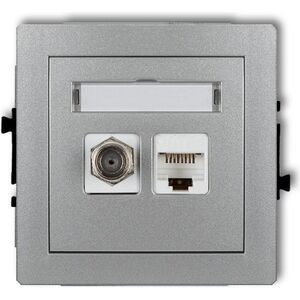 Karlik Gniazdo antenowe pojedyncze SAT + gniazda komputerowe pojedyncze 1xRJ45 srebrny metalik (7DGFK) 5343425 5903418066222