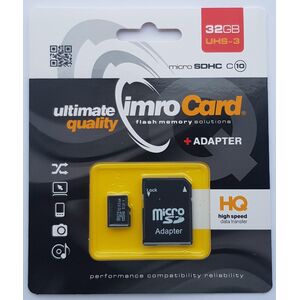 Karta Imro MicroSDHC 32 GB Class 10 UHS-I/U3  (MicroSD10/32G UHS-3 ADP) 6061468 5902768015584