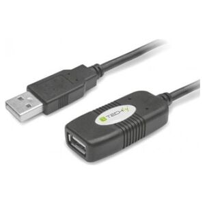 Kabel USB Techly USB-A - USB-A 10 m Czarny (023646) 6287398 8054529023646