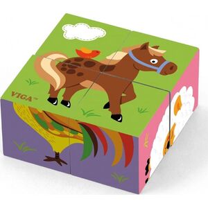 Viga Drewniana układanka Farma Puzzle Viga Toys 4 klocki 6315115 6934510508357