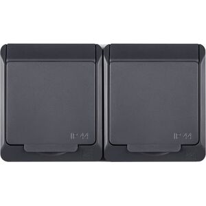 Elektro-Plast HERMES Gniazdo podwójne z/u 2P+Z SCHUKO IP44 antracyt 0325-07 6459744 5902431698014