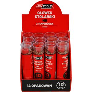 AWTools AWTOOLS OŁÓWEK STOLARSKI HB CZERWONY DO DREWNA 10 SZTUK AW29600 6685274 5903041035756