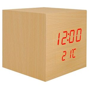 LTC LTC, Budzik kostka LED z termometrem, naturalny kolor drewna. 6694394 5902270730630