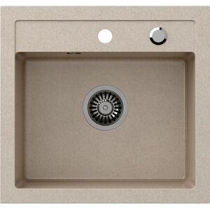 Zlewozmywak Steiner JOHNNY 110 Steingran  granitowy beżowy 1-komorowy b/o (50x47x18,5), z syfonem i zaślepką stal szlachetna 7178674 5903242534744