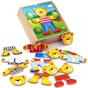 Viga Viga Drewniane Puzzle Układanka Edukacyjna Ubierz Misia Chłopca 7447061 6934510564018