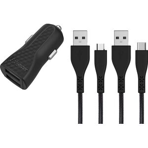Ładowarka Energizer Energizer Hardcase Ładowarka samochodowa 2USB 2,4A z kablem typ-C i microUSB czarna Lifetime 7924190 3492548226245