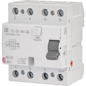 Eti-Polam Wyłącznik różnicowoprądowy 4P 25A 0,03A EFI-P4 AC 25/0.03 002061611 8254236 3838895865018