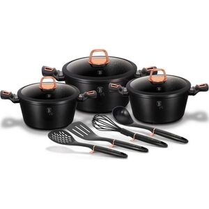 Berlinger Haus Zestaw garnków granitowych berlinger haus bh-6154 black rose! 8519613 5999108407765