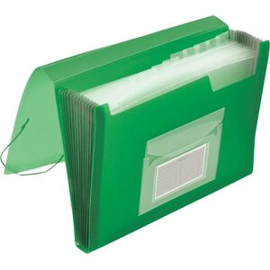 Q-Connect Teczka harm. z gumką, PP, A4, 12-przegr., transparentna zielona 8860580 5705831024809