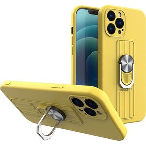 Hurtel Ring Case silikonowe etui z uchwytem na palec i podstawką do iPhone 13 mini żółty 9511077 9145576214626