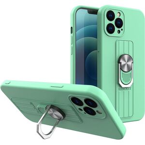 Hurtel Ring Case silikonowe etui z uchwytem na palec i podstawką do Samsung Galaxy S21+ 5G (S21 Plus 5G) miętowy 9511163 9145576215487